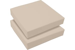 DAZZLE COLLECTION Set of 2 Outdoor Waterproof Chair Cushion Seat Pads Rattan Garden Furniture Seat Cushions For Patio, Garden, Office, Coffee Shop, Dining Room Removable Fabric Zipper Cover (Cream, 45X45X10cm)