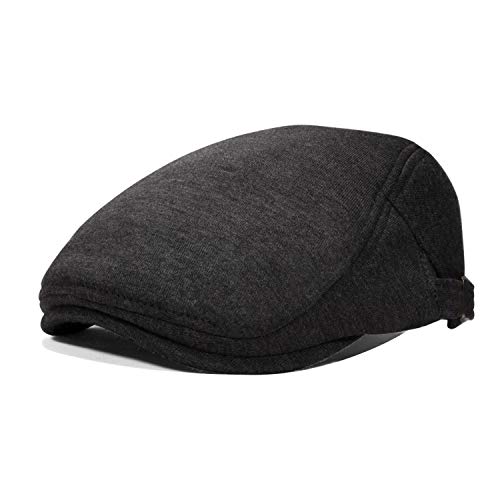 WETOO Schirmmütze Herren Schiebermütze Schwarz Winter Warm Flatcap Newsboy Cap