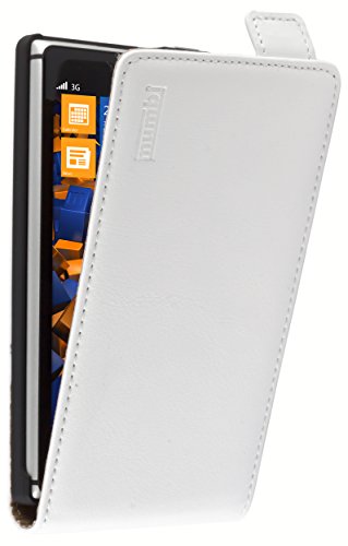 mumbi PREMIUM Leder Flip Case Nokia Lumia 925 Tasche weiss