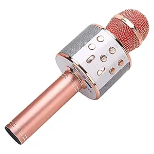 ABODH Wireless Singing Mike (Handheld), Multi Function Karaoke Mike (Bluetooth), Singing Mike Toy for Kids, Wireless Microphone Speaker Rose Gold