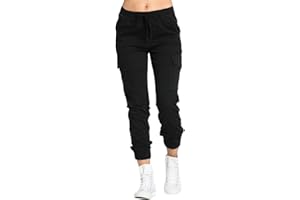Minetom Femme Pantalon Cargo Streetwear Harem Pants Straight Trousers Cordon Biker Pantalon de Sportive Jogging Sweatpants