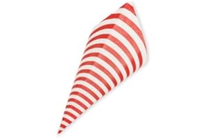 DER-VERPACKUNGS-PROFI 1000 Spitztüten Mandel Papiertüten Papierbeutel (Streifen rot, 125g / 19cm Fahne)