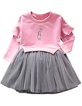 Babykleidung Kinderkleidung Mädchen Kleider Longra Kinder Baby Mädchen Langarm Prinzessin Kleid Patchwork Gaze...