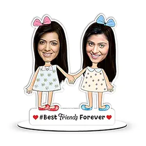 Foto Factory Gifts Funny Personalized Best Friends Caricature Girls (Wooden_9 inch, x 5 inch_Multicolor) CA0118