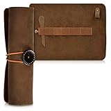 ROBUST UND ANGENEHM: Das weiche Leder der Federtasche zum Rollen fühlt sich gut an und ist strapazierfähig gegenüber äußeren Einflüssen - top Begleiter für die Schule, Universität und im Büro.