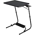 TABLE MAGIC Pro with Footrest Extended Work Space Laptop Table Mat Finish Height Adjustable Work Study Tv Tray Table Lap Desk (Pro- Footrest Black) Alloy Steel;Polypropylene (PP) 73 x 55 x 40 cm