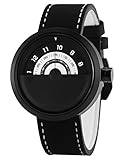 Shark Herren Armbanduhr Plattenspieler Design Uhr Weiß Schwarz Drehteller Zifferblatt Leder Band SH424