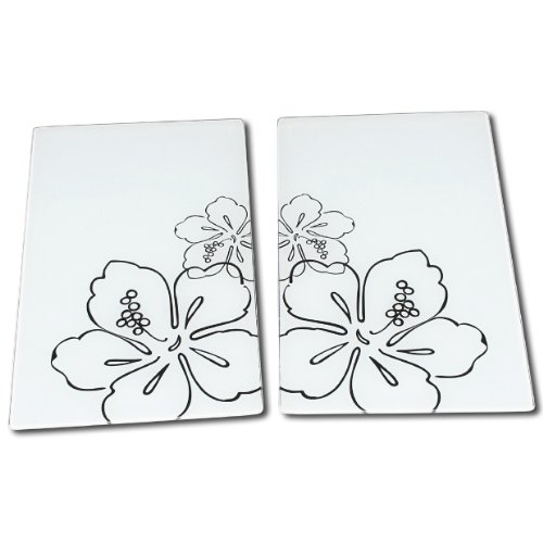 Kesper 3652613 Multi-Glasschneideplatte, 2-er Pack, Motiv: Flora, Maße: 52 x 30 x 1.2 cm
