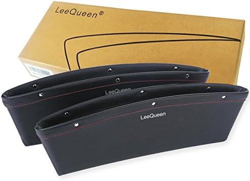 Car Pocket Organizer Premium PU Leather Seat Catch Caddy- Console Gap Filler- Seat Side Pocket Car Interior Accessories LeeQueen (Black) ( 2 packs)