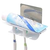 dentifrico liquido con fluor castillo SOPORTE PARA CEPILLOS DE DIENTES EXTRA RESISTENTE DE 4 ORIFICIOS: Ahorrador de espacio, diseño moderno antipolvo compacto. Perfecto para la familia. Soporte Versátil para rasuradoras, pasta de dientes, cepillo de dientes , adecuado para ser usado en baños, habitaciones, lavabo, sala de estar, etc.