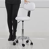 Low Back Swivel Salon Stool - White