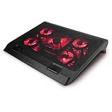 ENHANCE Support Refroidisseur PC Portable, Plaque de Refroidissement de 5 Ventilateurs avec LED Rouges et 2 Ports USB - Compatible avec Ordinateur Portable et Notebook de 19 Pouces - Dim: 40 x 32.4 cm