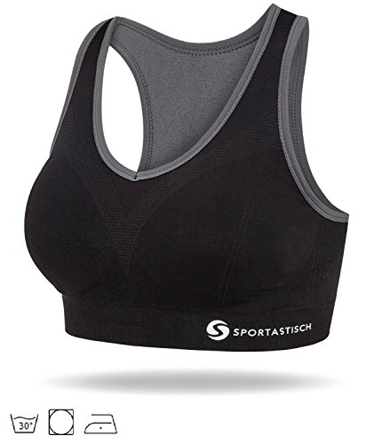 Innovativer Sport BH „Sporty Bra“ von Sportastisch:: Atmungsaktives Material + gepolstert mit herausnehmbaren Cups :: Perfekte Passform und Kompression mithilfe der Größentabelle :: Starker Halt dank breiten Kreuz Rücken :: Hohe Bewegungsfreiheit ohne Bügel oder Verschluss :: PushUp-Funktion dank Einlagen :: ideal für Damen und Mädchen im Alltag und Sport wie Fußball, Handball, Joggen, Zumba oder Kampfsport :: inklusive 3 Jahren Sportastisch Produktgarantie - 3
