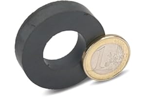 MAGNOSPHERE 20 x Ferrite Ring Magnet, Heavy Duty Round Ceramic Magnets Ø 40.0 mm x 20.0 mm x 10.0 mm Y35 - holds 2 kg - 20 pieces - Magnetic Ring, Ferrite Rings