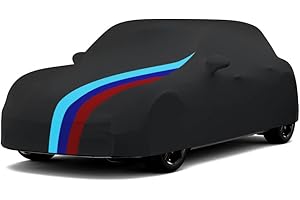 Asasytal Coperchio di Auto Interno, Traspirante e Antipolvere Tessuto Elastico in Velluto Morbido, Aderente Completa del Cofano per Mostra/Garage, Mini Auto L4.2~4,5m, Nero con Motivo