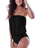 Yidarton Damen Tankinis Two-piece Plain Trägerloses Verband Badeanzug Bodysuit Bademode Bikini