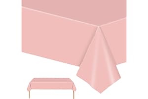 POPOYU Pink Table Cloth Table Cover,54x108 Inch Pale Pink Party Tablecloth Tablecover,Baby Pink Plastic Waterproof Table Cloth Party Table Decorations for Kids Easter Birthday Wedding New Born Baby Shower