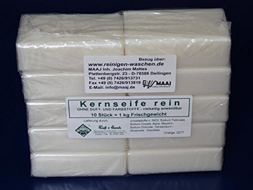Wasserrose® 10x100g=1kg KERNSEIFE SEIFE REIN OHNE DUFT OHNE FARBSTOFFE MADE IN GERMANY-EDTA-frei