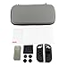 Produktbild 10 in 1 - Nintendo Switch Zubehör-Set - Durovis Gaming: Graue Hardcover Tasche / Panzerglas-Displayschutzfolie / Joy-Con-Gummi-Hüllen / Gamekarten-Case / Analogstick-Aufsätze / Mikrofasertuch