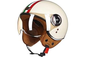 STRTG Casco Abierto para Motocicleta, Medio Casco, Aprobado por Dot/ECE, Casco De Protección para Motocicleta con Visera para El Sol, Estilo Retro Vintage, Casco De Moto Vespa Jet A,M=54~56cm