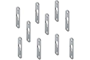 GEDOTEC Appendiabiti in metallo a testa lenticolare in acciaio | 10 x 46 x 4,0 mm | Piastra a testa lenticolare svasata con foro asolato | Appendiabiti da incassare o avvitare | 10 pezzi - Appendiabiti per