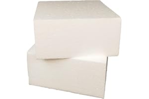 DecoPorex – Blocchi in polistirolo 20 x 20 x 10 cm (2 pezzi) per artigianato - Mattoni quadrati in polistirene per arti e mestieri - Colore bianco
