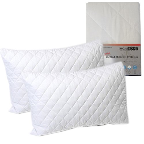 Homescapes Gesteppter Kissenschonbezug 50 x 75 cm im 2er Set, preiswert und zuverlässig, 2 x Kissenbezug aus 50% Baumwolle und 50% Polyester, Schonbezug Kissen