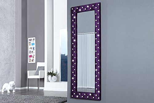 Großer Wandspiegel BOUTIQUE 170×60 lila Samt mit Strassknöpfen - 7