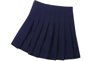 DCUTERQ Ragazze Bambini di Base a Vita Alta Pianura Gonna A Pieghe Studenti delle scuole Uniforme A-Line Mini Danza Scooter Vestito