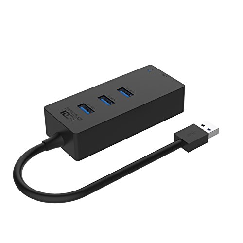 ICZI vernickelt USB 3.0 HUB, 3x USB 3.0 Ports mit ethernet, ohne Ladeport, für MacBook,Windows Laptop andere USB 3.0 kompatibel Geräten, Schwarz (3x Port mit ethernet) - 2