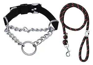 Pedigone Dog Belt Combo of Nylon Black Choke Collar with Black Lead 1.5m Lengthy Dog Collar & Leash for Your Pet Dogs.