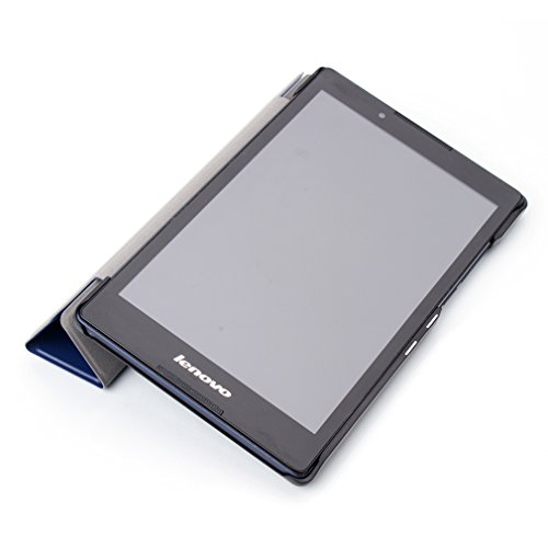 LMAZWUFULM Hülle für Lenovo Tab 3 8 (TB3-850F / TB3-850M) / Tab 2 A8-50 (8.0 Zoll) PU Leder Ultra Dünn Tri-Faltbar Lederhülle Custer Design im Bookstyle mit Stent-Funktion und Karten Slot Schutzhülle Ledertasche Flip Cover für Lenovo Tab 2 A8-50 / Tab 3 8 (TB3-850F / TB3-850M) (8.0 Zoll) Tablet-PC Schwarz - 6