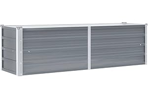 vidaXL Aiola Rialzata in Acciaio Zincato 160x40x45 cm, Grigio, Fioriera a Fondo Aperto, Per Verdure, Erbe e Giardino, Esterno
