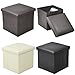 Beyondfashion 37cm x 37cm x 36cm Large Single Faux Leather Ottoman Folding Storage Pouffe Toy Box Foot Stool Seat (Beige)