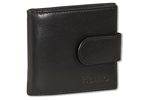 Preisvergleich Produktbild Platino - Money-Clip - Flache Geldbörse mit Metallspange aus feinstem, naturbelassenem schwarzem Rindleder in First-Class Qualität