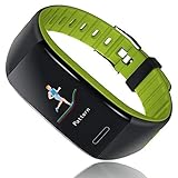 SODIAL T30 Intelligent Armband Uhr Herzfrequenz Messger？t Bluetooth Sport Modus Fitness Tracker Uhr Schlaf Schrittz？hler Wasserdichte Armband (Grün)
