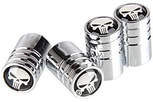 Goliton® Bouchon de la Valve de Pneu, Couverture de la Valve avec Motif de crâne-argenté