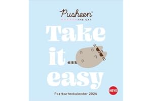 Pusheen Postkartenkalender 2024. Witziger Kalender mit Postkarten der berühmten Katze zum Sammeln und Verschicken. Monats-Tischkalender zum Aufstellen oder Aufhängen, Format 16 x 17 cm.