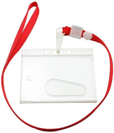Chuzhao Wu Red Polyester Lanyard Neck Strap Swivel Hook Transparent Hard Plastic Holder For ID Card Holder(Pack Of 10)