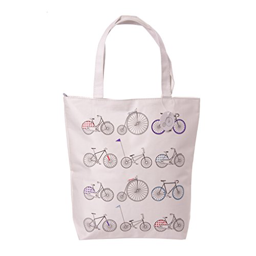 Preisvergleich Produktbild Baumwolltasche mit Motiv Fahrrad und Reißverschluss