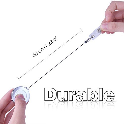 Kuuqa Badge Carretes Clip de Placa Retractile para Las Llaves  Tarjetas de Identificaci  n  Pack de 3