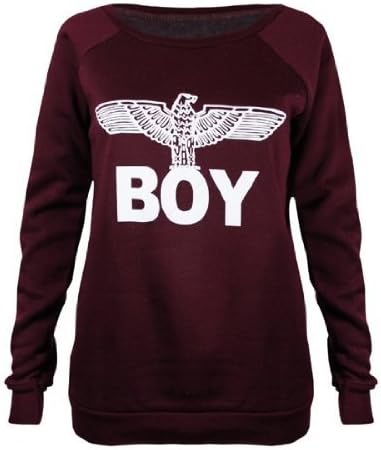 Womens New Army Boy Eagle Front Printed Ladies Long Sleeve Round Crew Neck Stretch Sweatshirt T-Shirt Top (M/L, Burgurdy)