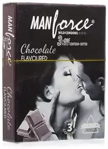 Manforce Chocolate Flavor Condom for Men (3s) (Pack of 3 Condoms) , Dotted Condom for Men , Ribbed Condom . Condom (3s)