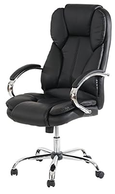 Mendler Fauteuil de bureau américain Kansas XXL, fauteuil manager, charge 150kg, similicuir ~ noir