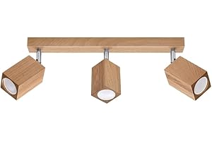 SOLLUX lighting Plafonnier Bois Chêne Couleur Design Cubique Moderne pour Chambre Salon Style Scandinave GU10 A++-E 45/5/20 cm 3x Source Lumineuse Keke 345/5/20 cm 3x Source Lumineuse Keke 3