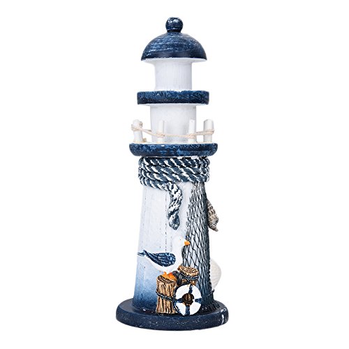 LianLe Leuchtturm mit Fischernetze Schale Deko Mittelmeer Stil Haus Deko (A: Möwe)