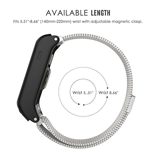 MoKo Garmin vívoactive HR Armband – Edelstahl Milanese Magnet Uhr Band Strap Uhrenarmband Erstatzband Replacement für Garmin vívoactive HR Sport GPS-Smartwatch, Silber - 4