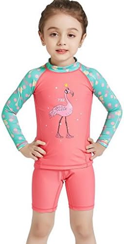 Girls Swimming Costumes Children Swimsuit Lone Sleeve UPF 50+ UV Two Piece Surfing Swimwear