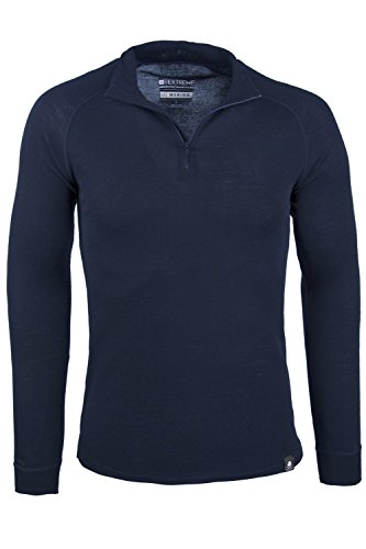 Mountain Warehouse Merino Langärmliger Herren-Pullover mit Rundhalsausschnitt und Reißverschluss Base Layer Thermo Unterwäsche