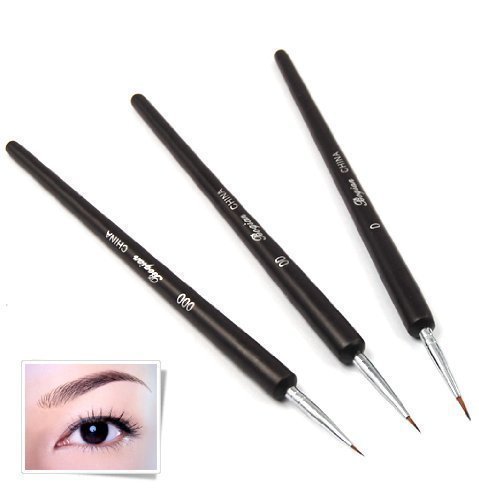 Accessotech 3 x Fine UV Gel Acrylic Nail Art Tips Salon Drawing Pen Brush Painting Tool Set